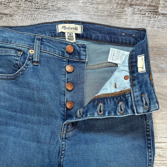 Madewell 10" High Rise Skinny Jeans Raw Hem Button Fly Dark Wash Size 26 - Picture 5 of 11